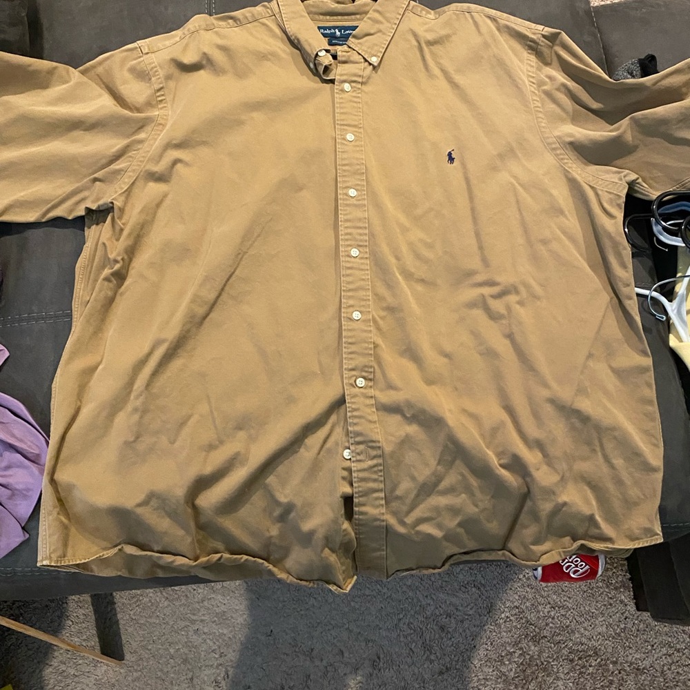Used 3XB Tan  Polo Ralph Lauren Long Sleeve Shirt